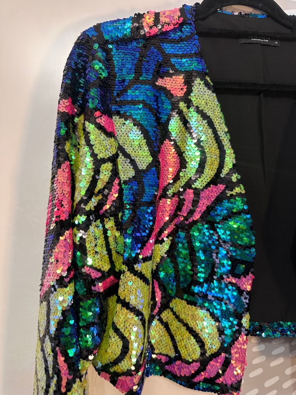 AKIRA Better to Love at Midnight Multicolor Sequin Cropped Blazer Size 1X - Picture 7 of 8